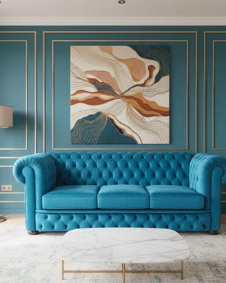 Chesterfield divano 3 posti in tessuto antimacchia