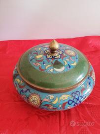Cloisonne contenitore con coperchio