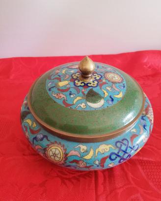 Cloisonne contenitore con coperchio