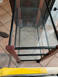 carrello tavolino legno vetro 