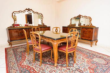 tavolo legno e cristallo più 6 sedie