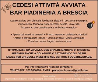 Venedesi attività BAR PIADINERIA BRESCIA