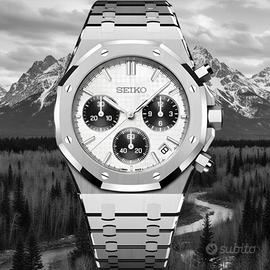 Seiko mod royal oak cronograph panda dial