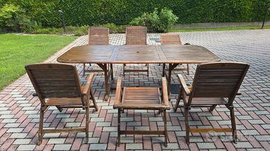 Tavolo e sedie in legno teak 