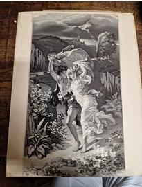 Arazzo Seta Grisaille "L'amore che fugge"  cm. 32×