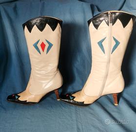 stivali sergio rossi vintage, cowboy, tacco, punta