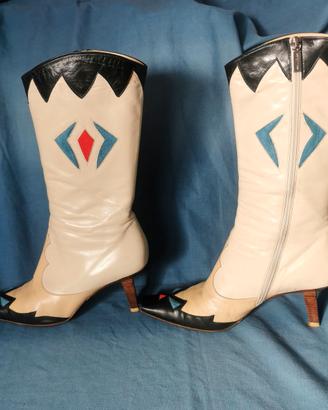 stivali sergio rossi vintage, cowboy, tacco, punta