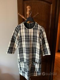 Abito smock Zara a quadri bianco e nero con tasche