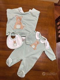 Set per neonato con copertina, tutina e bavaglino.