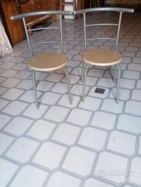 Coppia Sedie Moderne in Metallo e Legno