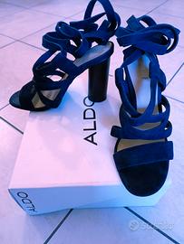Sandali Aldo in Vera Pelle Camoscio blu. 36
