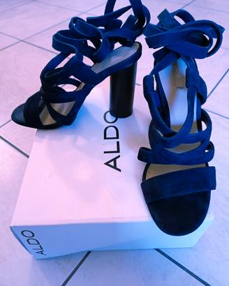 Sandali Aldo in Vera Pelle Camoscio blu. 36