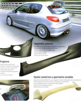 SPOILER POSTERIORE E FLAPS PEUGEOT 206 XS-GTI-RC