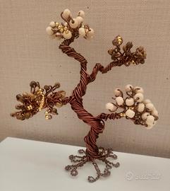 alberi o in filo alluminio marrone perline legno