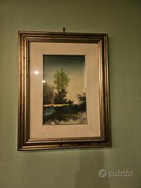 Dipinto a olio "Paesaggio con albero spoglio"