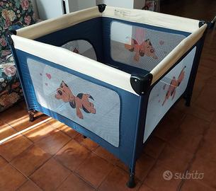 Box blu bambini pieghevole, materassino incluso