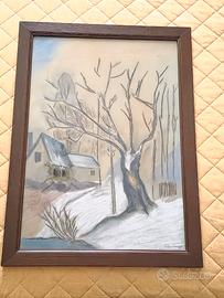 Quadro paesaggio a gessetto


