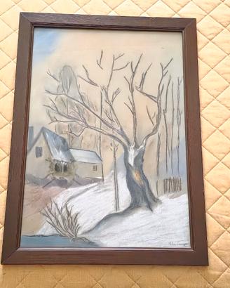Quadro paesaggio a gessetto


