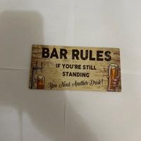 Targa in legno Bar Rules vintage da parete