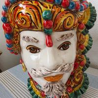 Coppia di Teste di Moro in Ceramica di Caltagirone