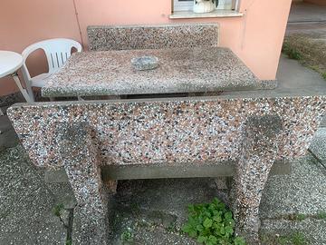 Tavolo con panche in cemento / granito