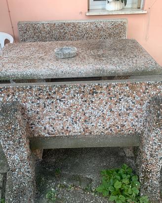 Tavolo con panche in cemento / granito