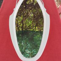 Specchio da parete anni 70 cornice in teak design 