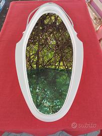 Specchio da parete anni 70 cornice in teak design 