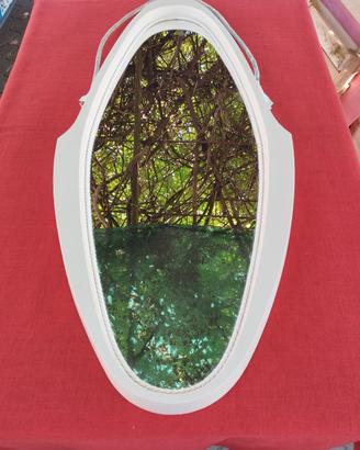 Specchio da parete anni 70 cornice in teak design 