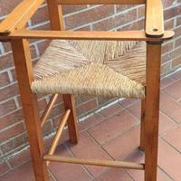 Seggiolone in legno con seduta paglia e protezione