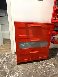 Cassettiera Brimnes Ikea rossa
