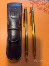 Matita e penna biro placca oroCartier con astuccio