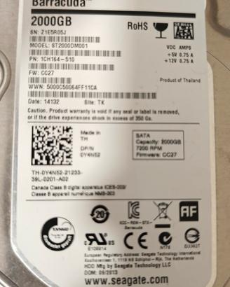 HD HDD HARD DISK SEGATE 2TB barracuda 