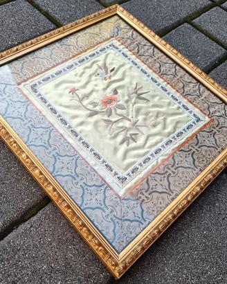 Quadro Seta Ricamo anni 50 Da Collezione Asiatica 
