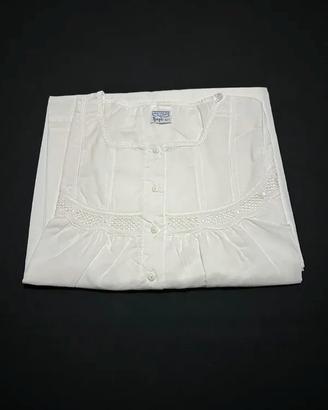 Camicia da notte bianca in cotone