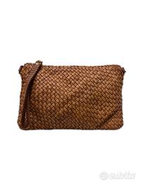 Borsa Pochette in vera pelle intrecciata 26x16x3cm