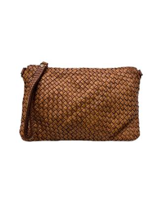 Borsa Pochette in vera pelle intrecciata 26x16x3cm