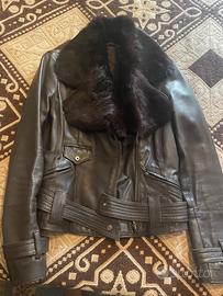 Giacca corta pelle con collo rimovibile