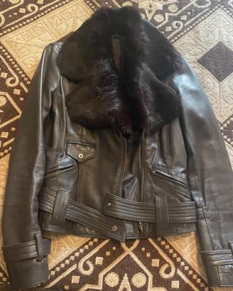 Giacca corta pelle con collo rimovibile