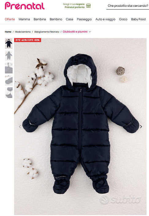 Prenatal Tuta da neve nylon unisex blu 1-3 Mesi Tutto per i