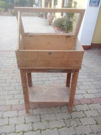 Espositore legno con vetro ribalta 