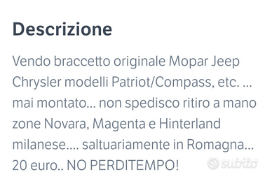 Braccetto originale Jeep Mopar