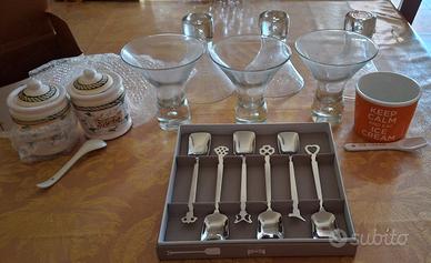 set gelato coppe cucchiai 6 persone