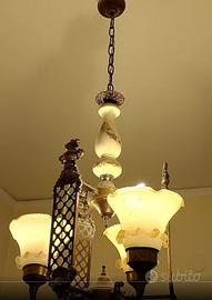 Lampadario ottone brunito