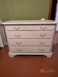cassettiera in legno massello stile shabby chic