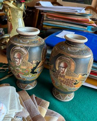 coppia di vasi in ceramica Satsuma