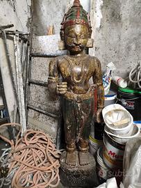 Coppia Sculture Monumentali Indiane in Legno