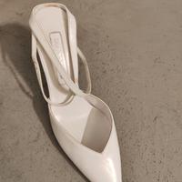 scarpe pelle bianca con tacco metallo