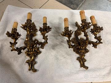 Coppia di Applique in Ottone massiccio Barocco
