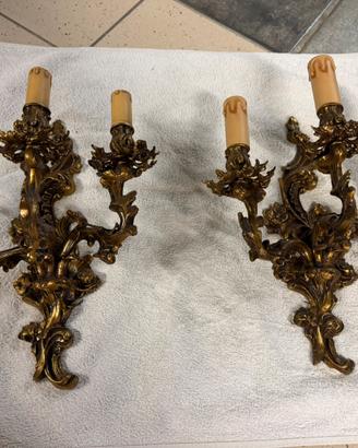 Coppia di Applique in Ottone massiccio Barocco